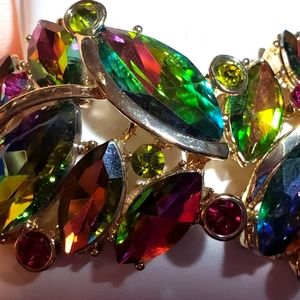 🦚 Swarovski HUGE Bracelet Earrings AB Vitrail Color..